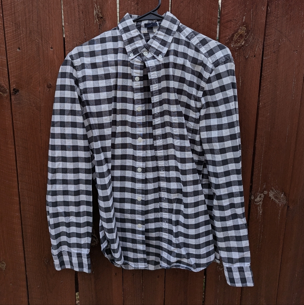 J. Crew Black and White Casual Button Down Shirt - Medium - Slim Fit
